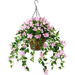 ArtificialVine Plant Hanging Basket,Hanging Basket Silk HangingFlowers in Basket